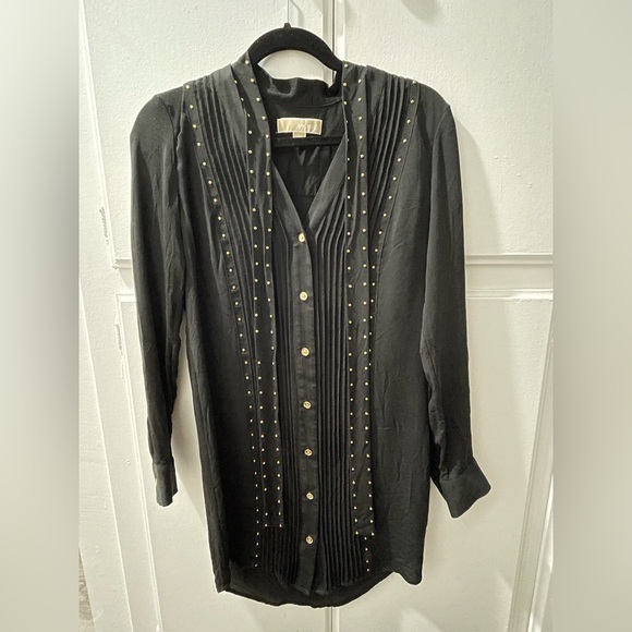 Michael Kors Black Shirt Dress with Gold accents - Picture 4 of 11